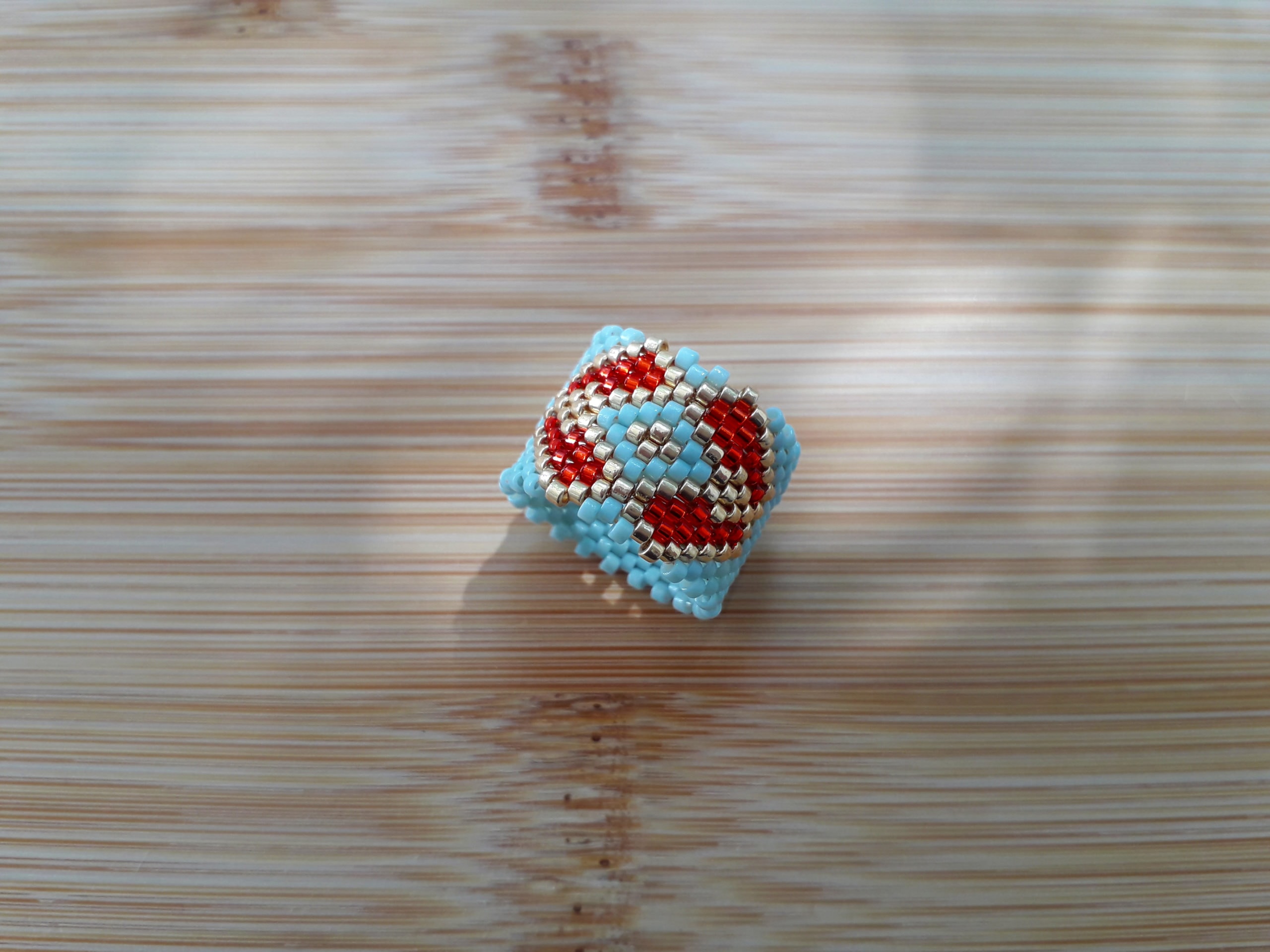Bague turquoise motif aztèque