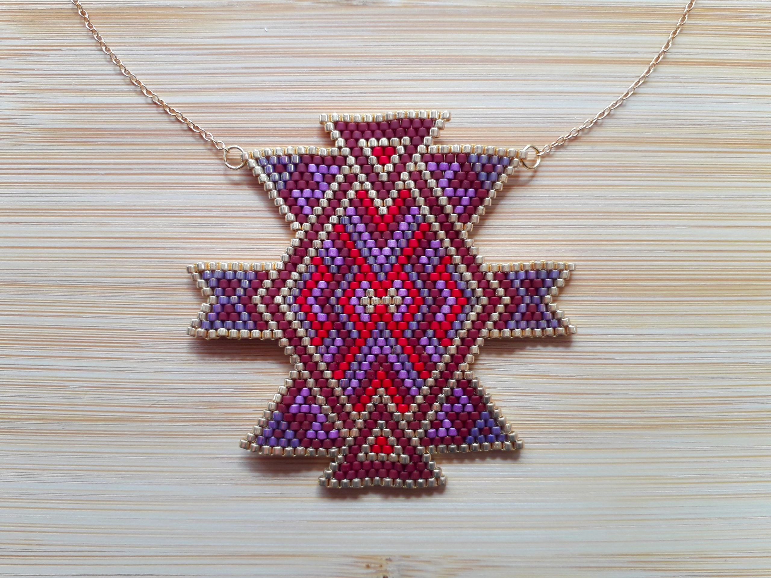 Collier inca prune et or