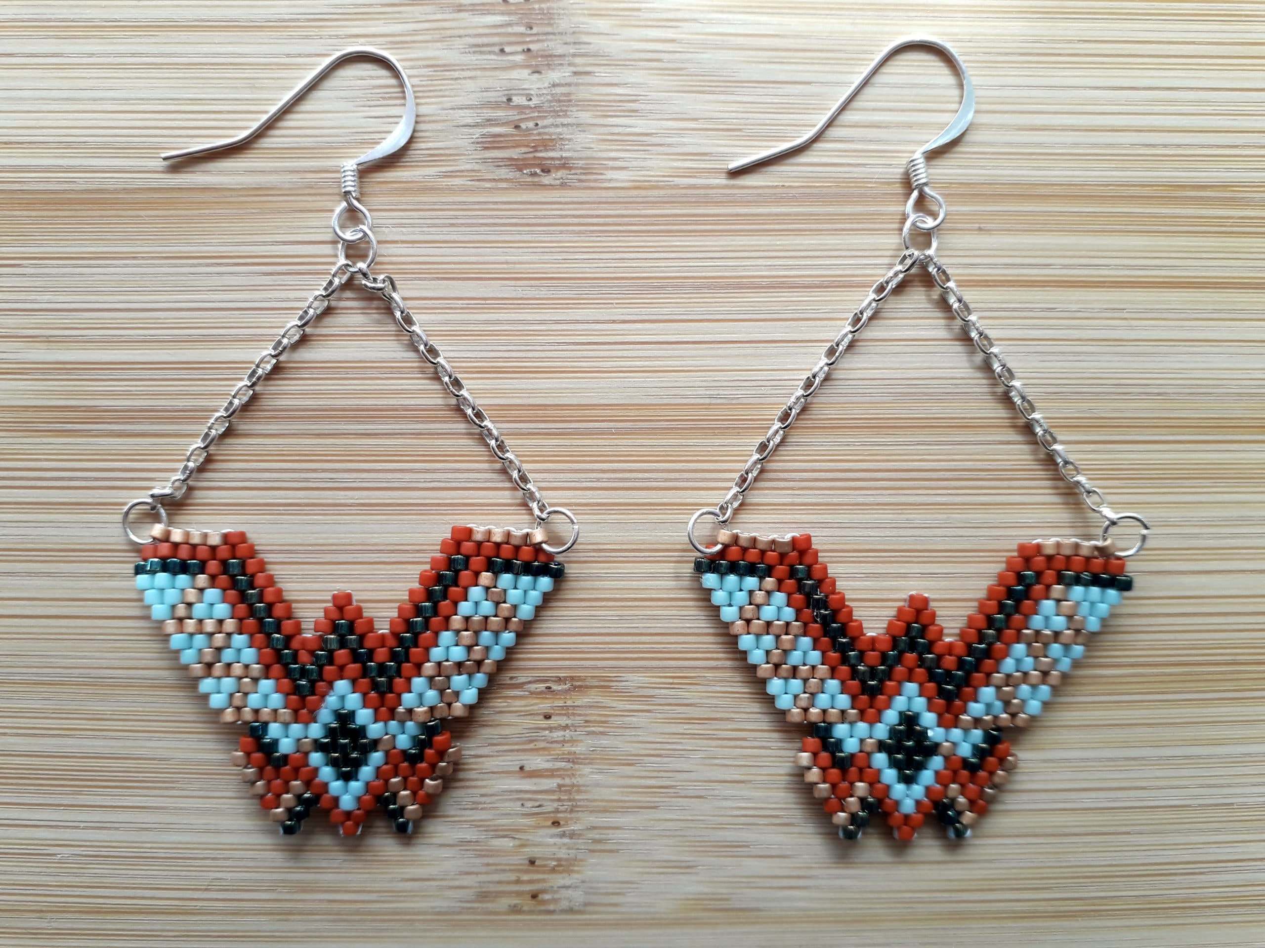 Boucles d'oreilles totem cuivre et turquoise