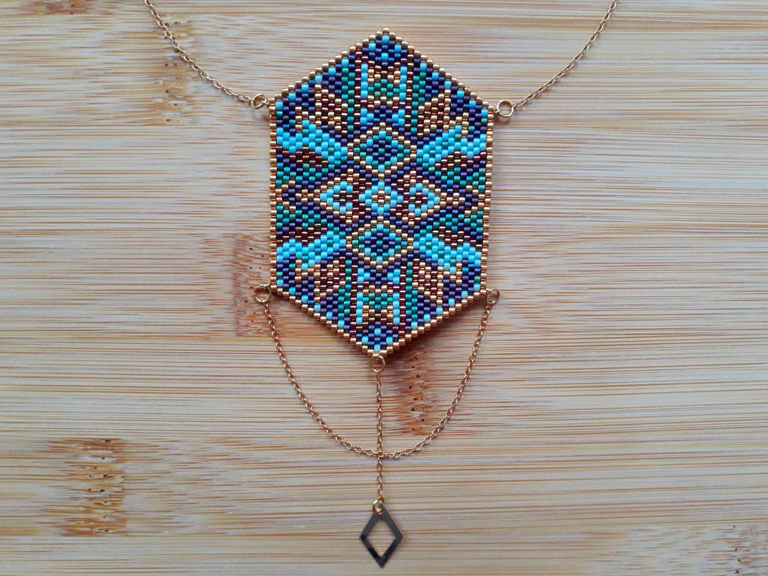 Collier navajo malachite et prune