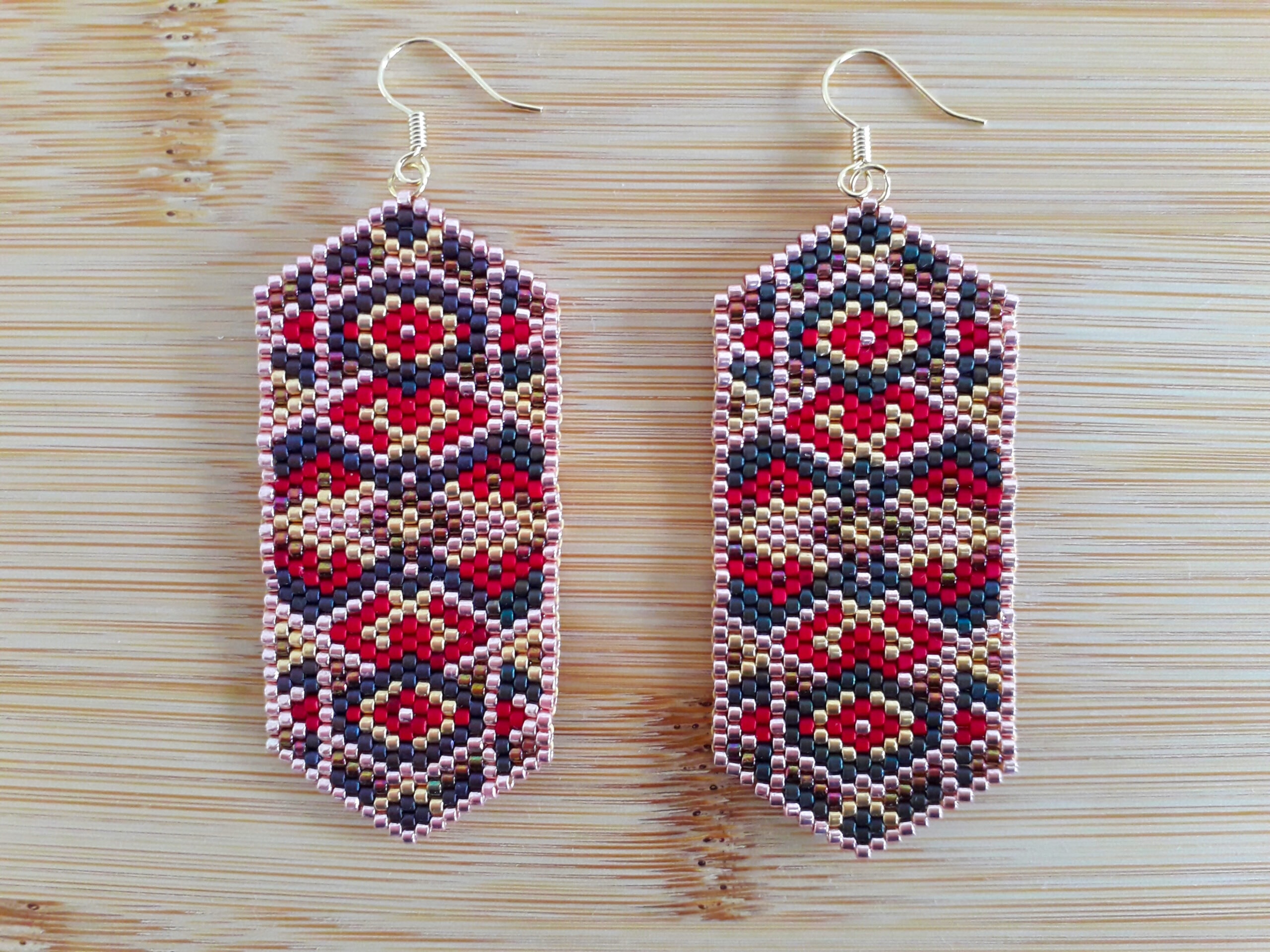 Boucles d'oreilles mohawk cuivre et pourpre