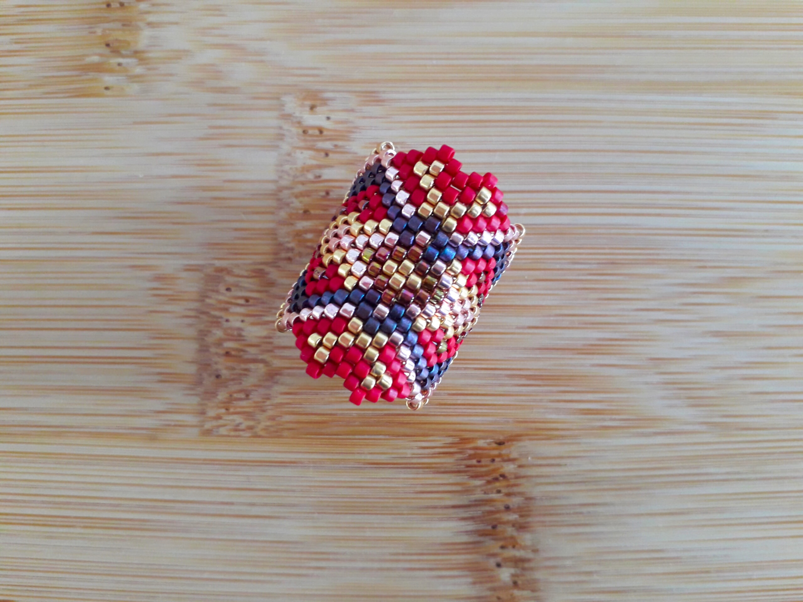 Bague mohawk cuivre et pourpre